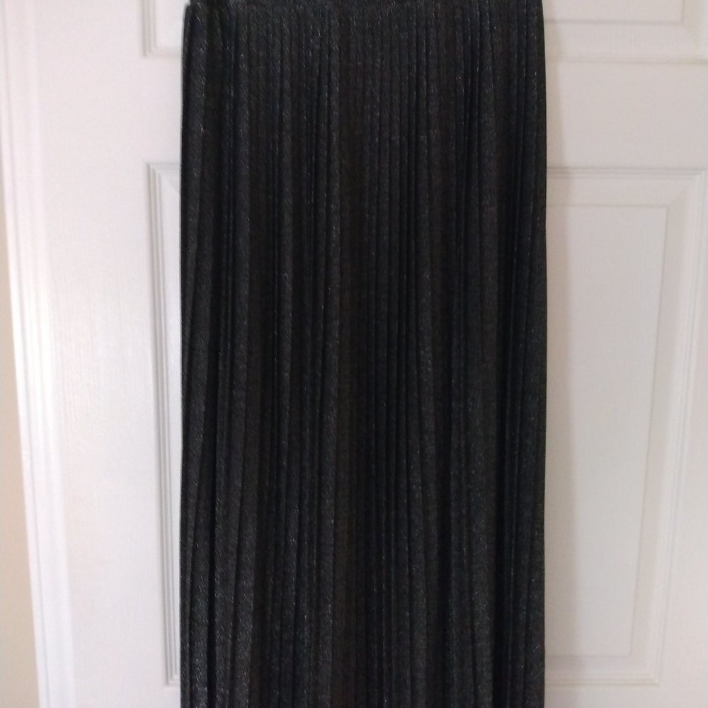 Accordion Sparkle Black maxi skirt